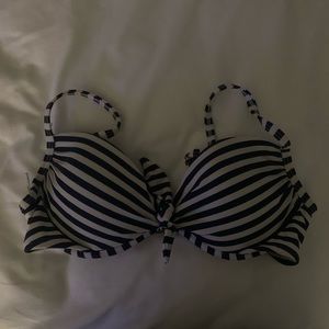 Navy blue and white bikini top